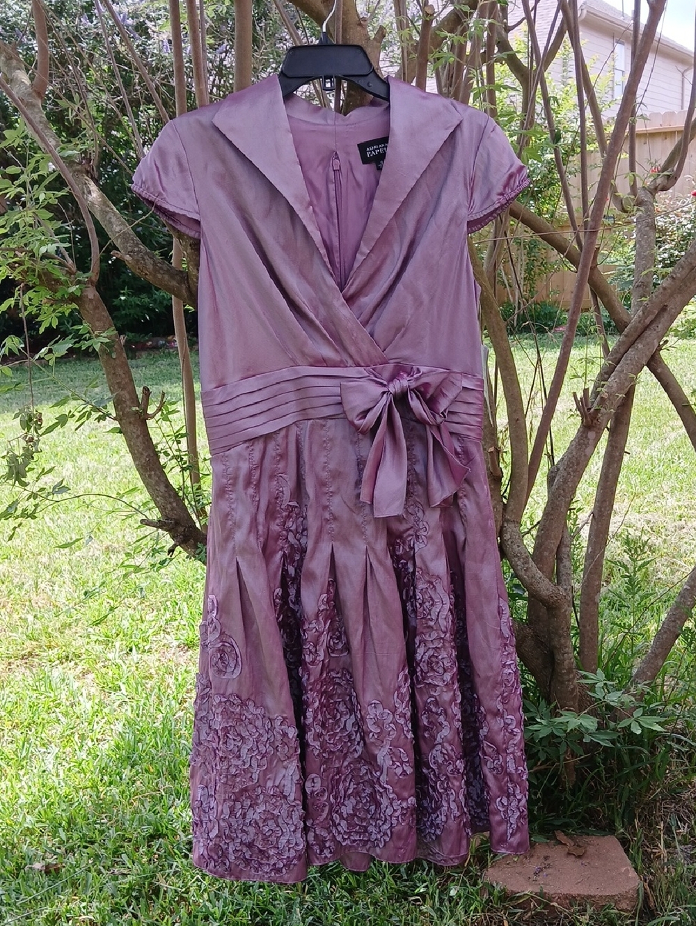 NWT Adrianna Papell Formal Dress Sz 12 Lavender Purple Floral Detail Midi